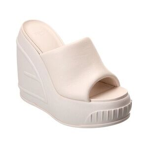 Cream Wedge Slide Sandals